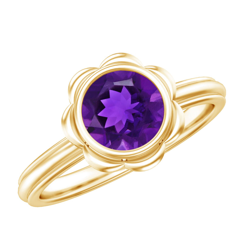 1.20 Carat Round Amethyst Bezel Ring