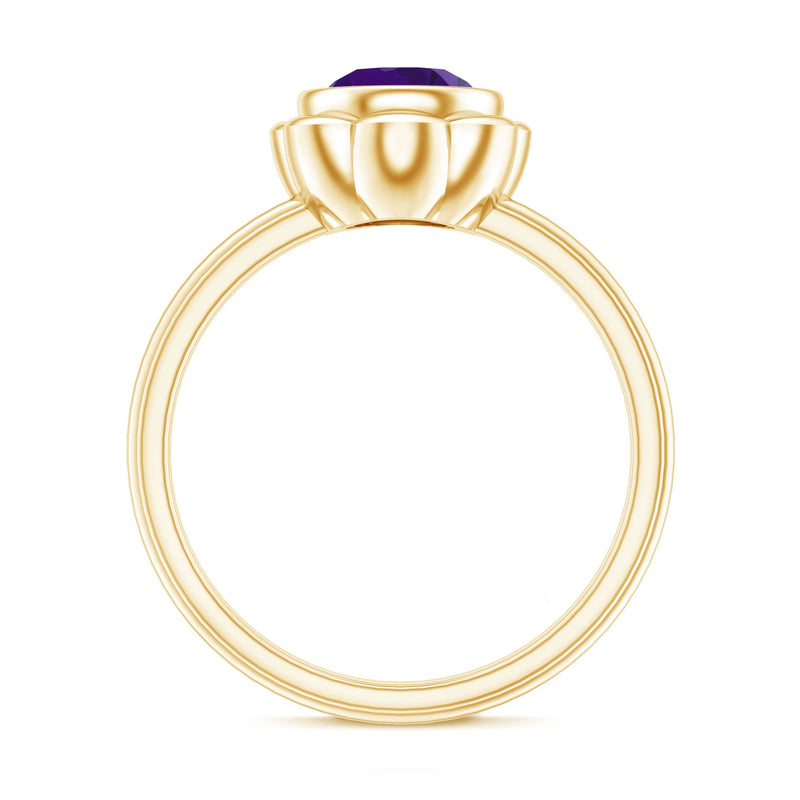 1.20 Carat Round Amethyst Bezel Ring