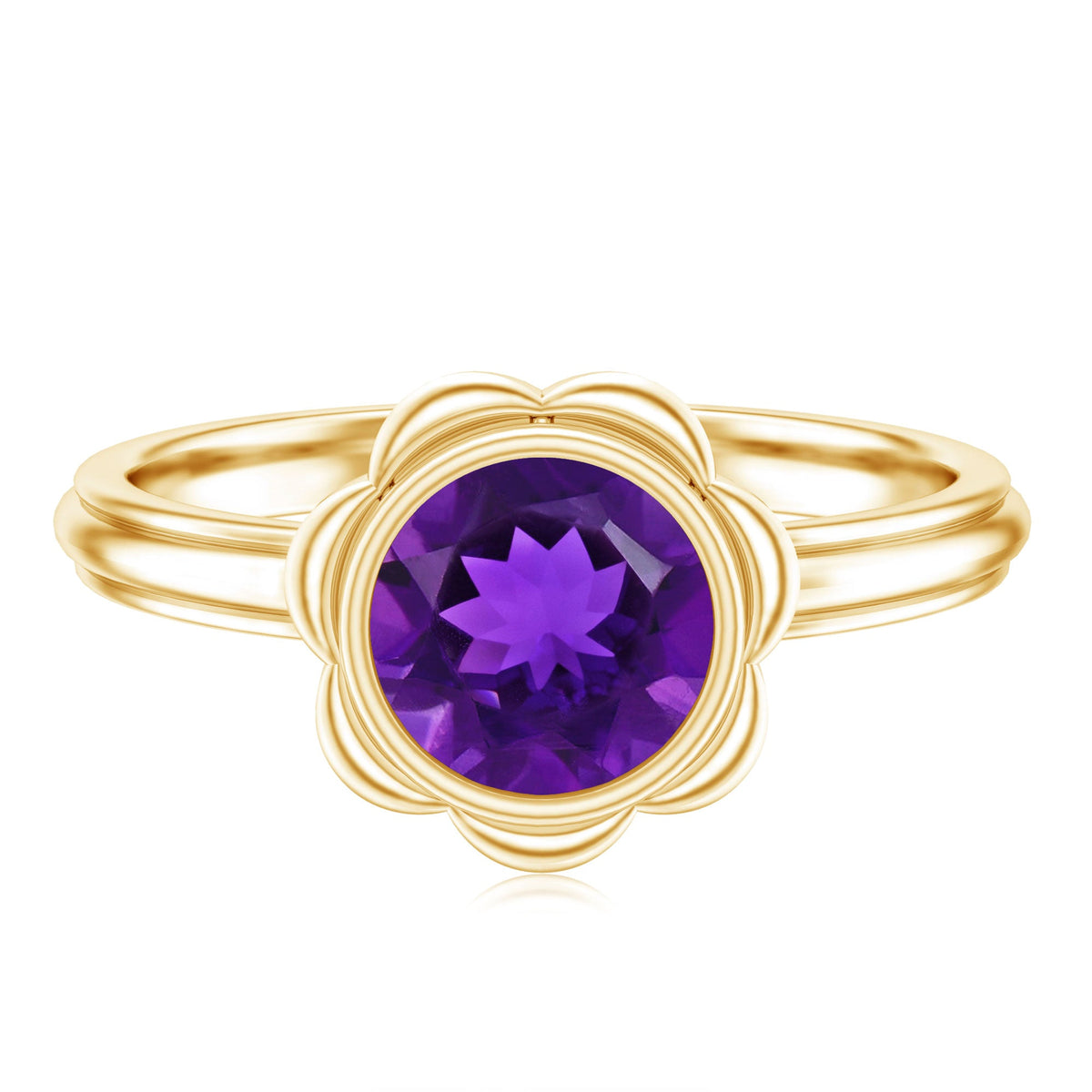 1 Carat Amethyst Engagement Ring in Bezel Setting