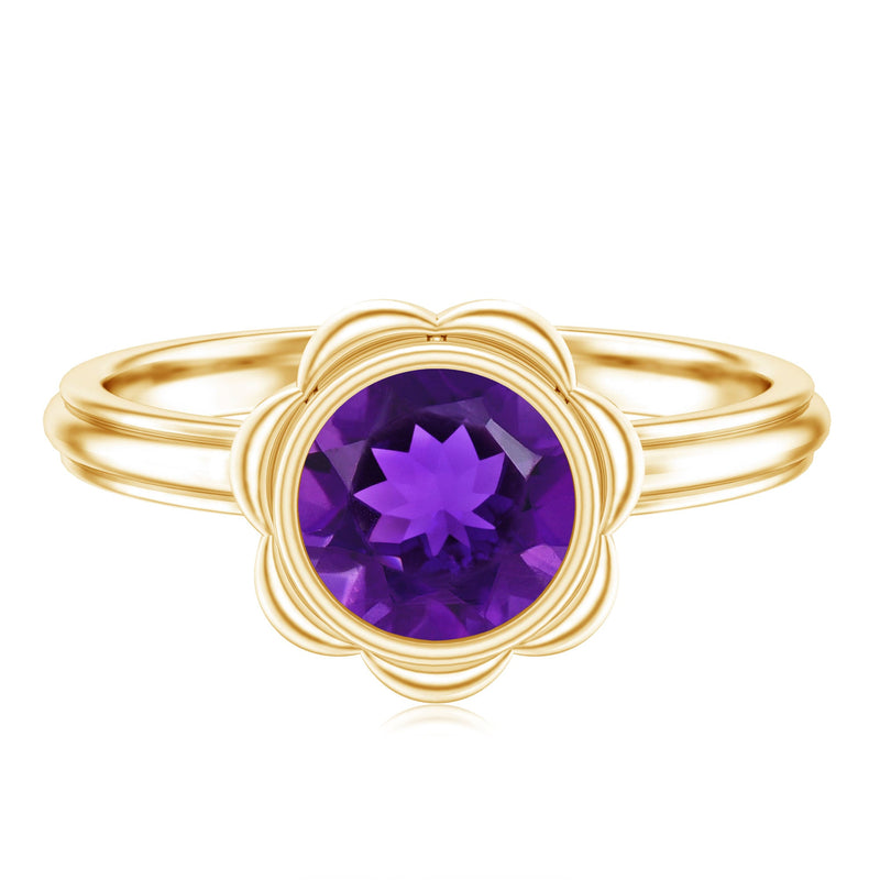 1.20 Carat Round Amethyst Bezel Ring