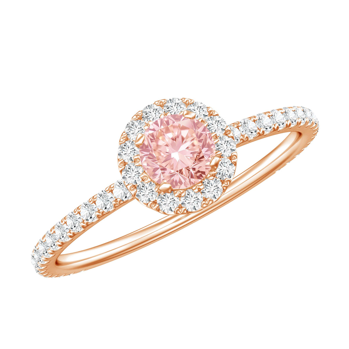 Lab-Grown Pink Diamond Halo Engagement Ring