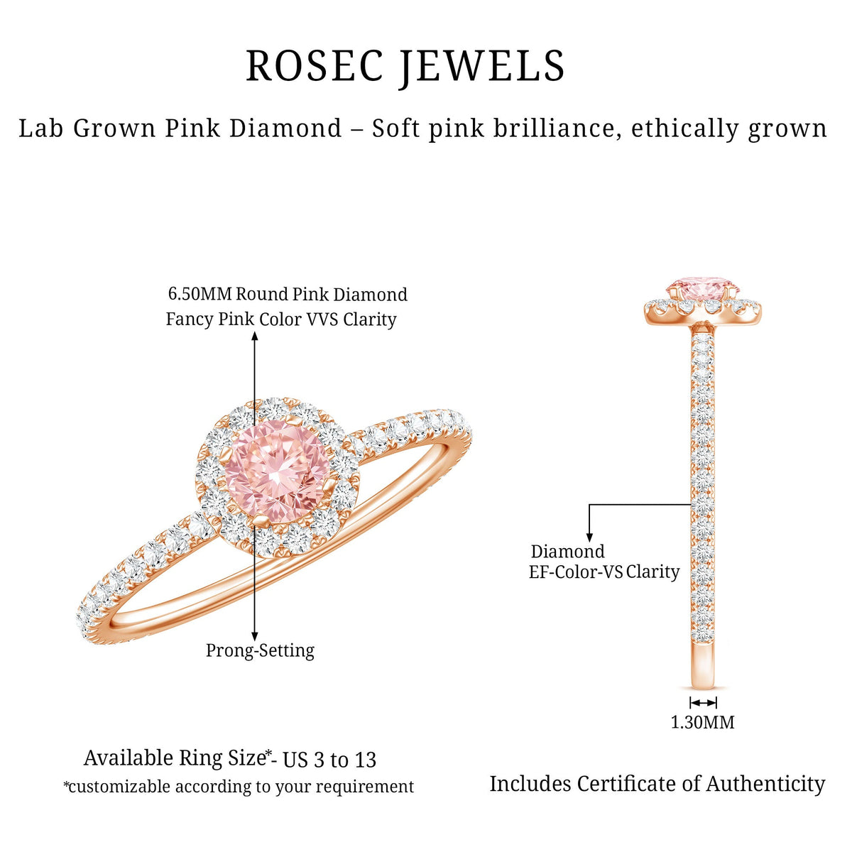 Lab-Grown Pink Diamond Halo Engagement Ring