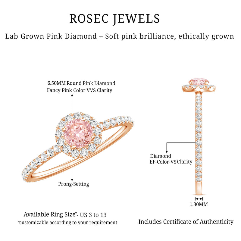 Lab-Grown Pink Diamond Halo Engagement Ring