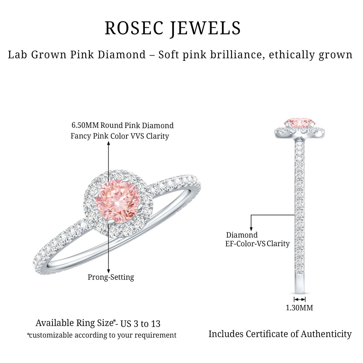 Lab-Grown Pink Diamond Halo Engagement Ring
