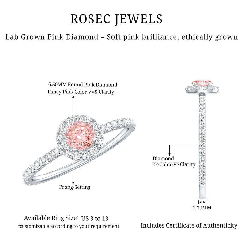 Lab-Grown Pink Diamond Halo Engagement Ring