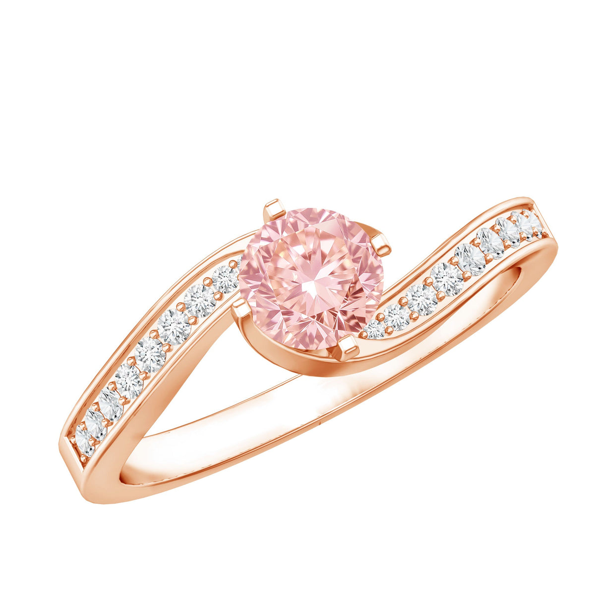 Lab-Grown Pink Diamond Bypass Engagement Ring