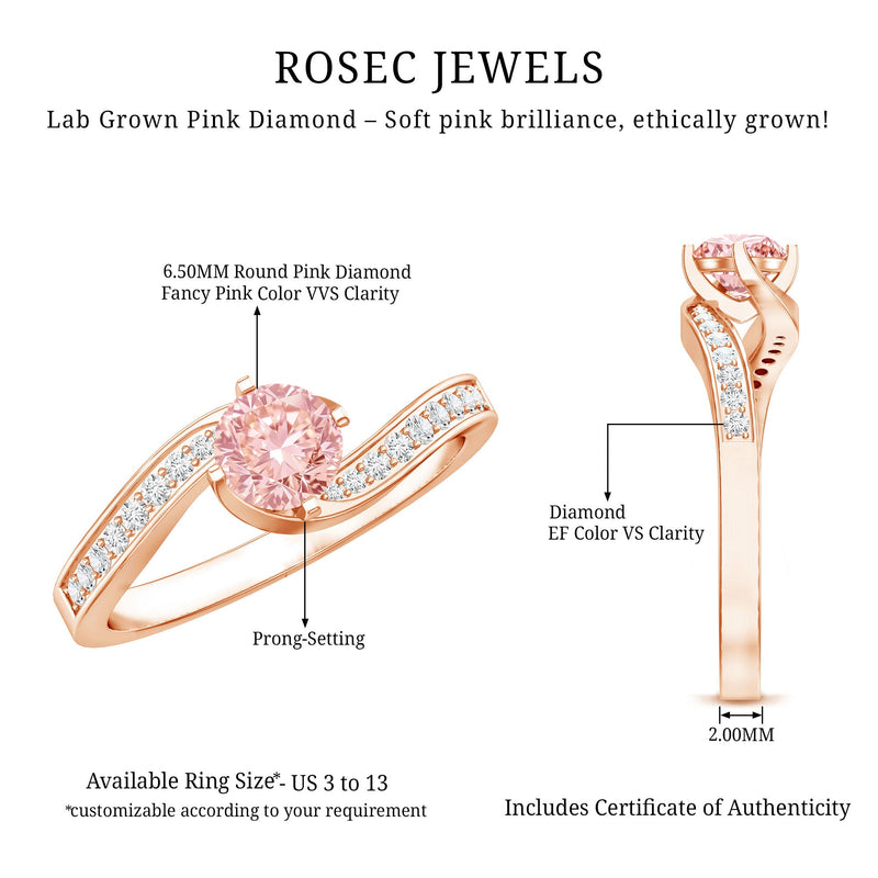 Lab-Grown Pink Diamond Bypass Engagement Ring