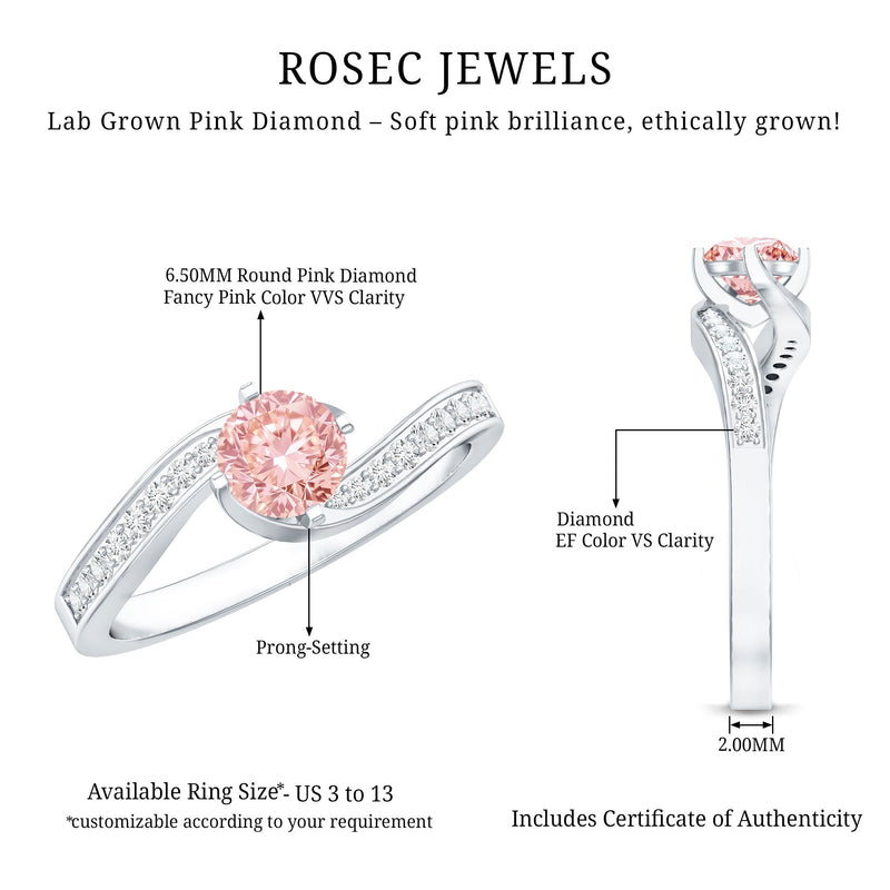 Lab-Grown Pink Diamond Bypass Engagement Ring