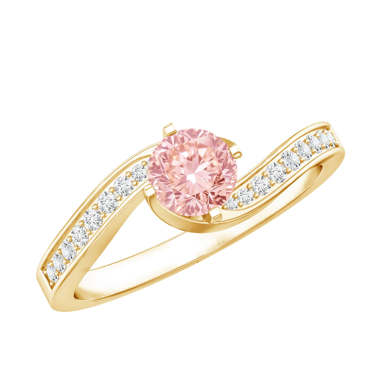 Lab-Grown Pink Diamond Bypass Engagement Ring