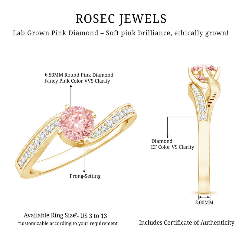 Lab-Grown Pink Diamond Bypass Engagement Ring
