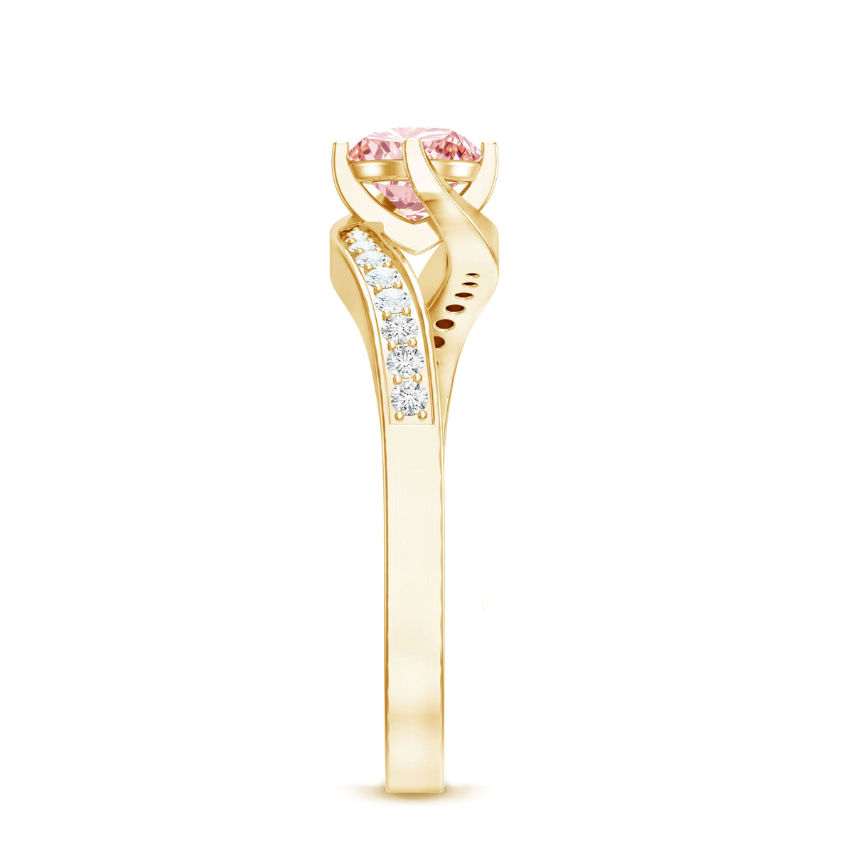 Lab-Grown Pink Diamond Bypass Engagement Ring
