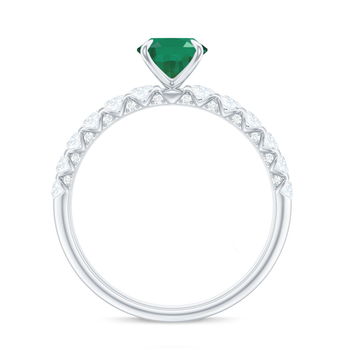 Oval Emerald & Diamond Side Stone Ring