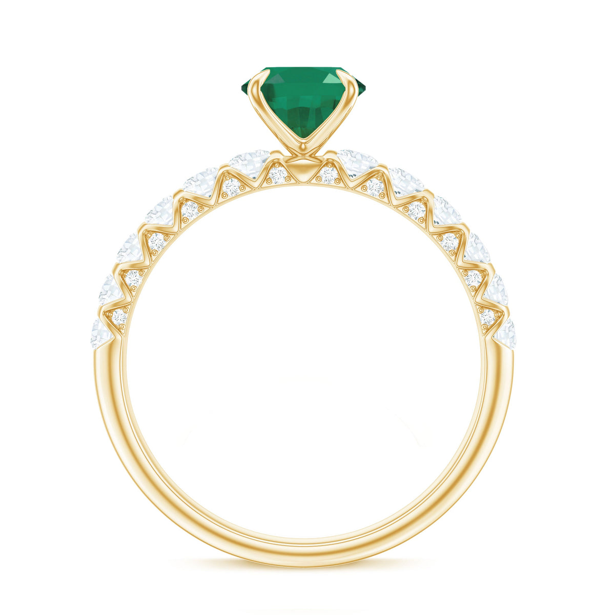 Oval Emerald & Diamond Side Stone Ring