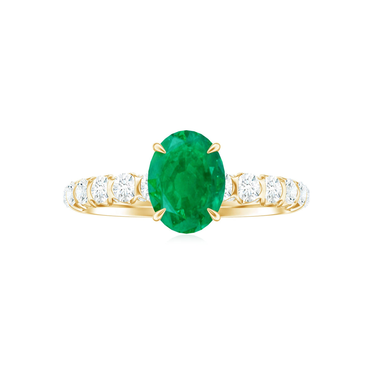 Oval Emerald & Diamond Side Stone Ring