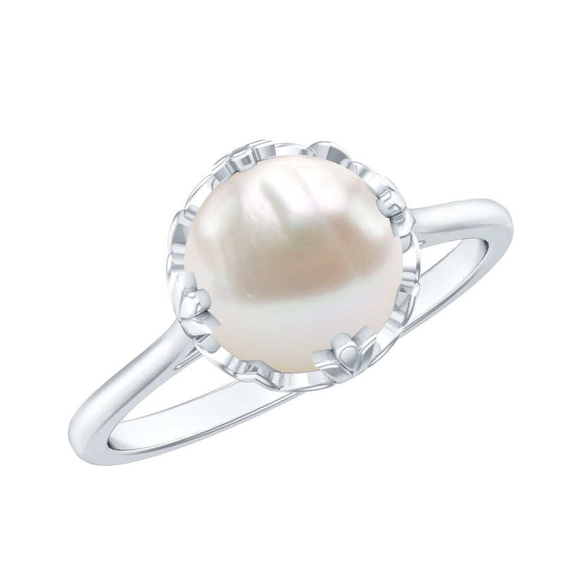 Cultured 7.4 Carat Freshwater Pearl Solitaire Engagement Ring