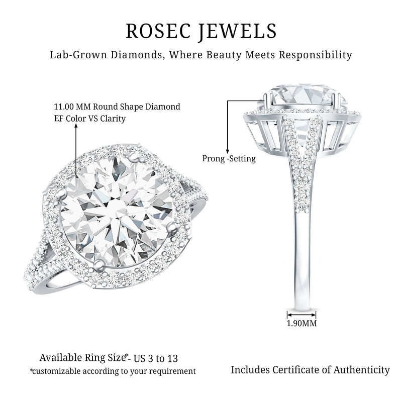 5 Carat Lab-Grown Diamond Halo Engagement Ring