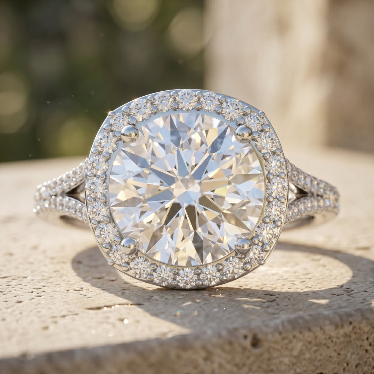 5 Carat Lab-Grown Diamond Halo Engagement Ring