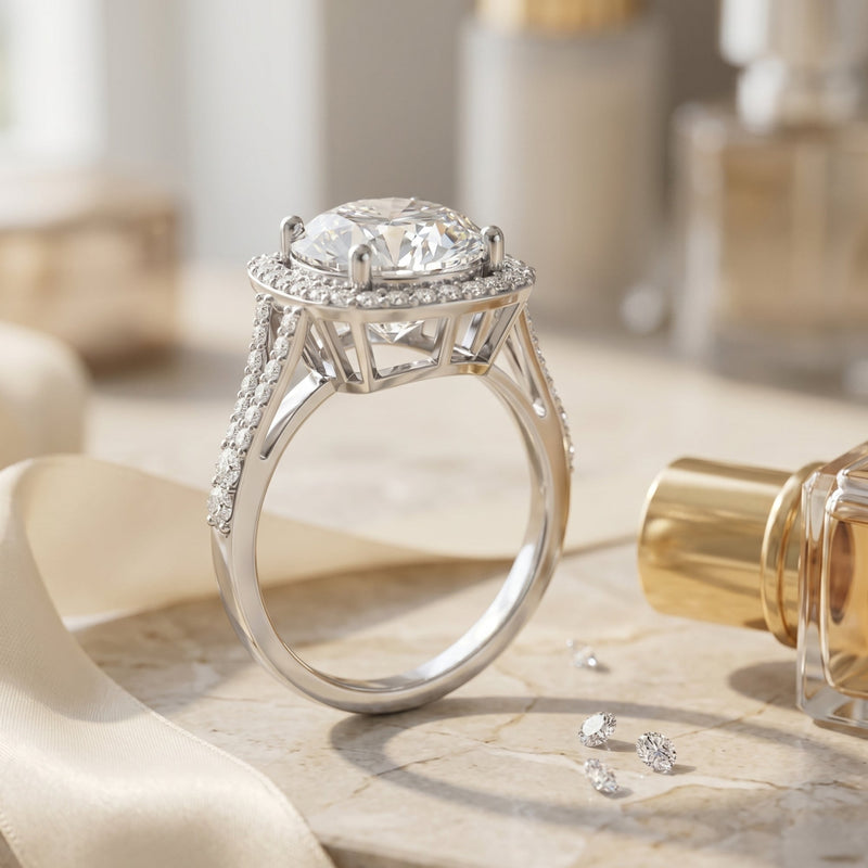 5 Carat Lab-Grown Diamond Halo Engagement Ring