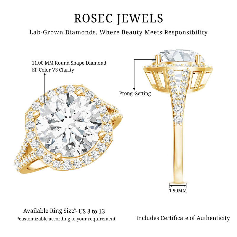 5 Carat Lab-Grown Diamond Halo Engagement Ring