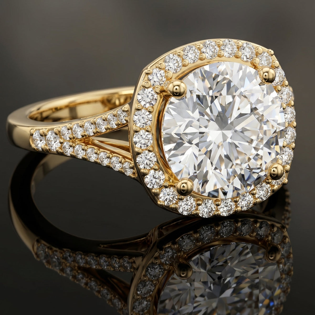 5 Carat Lab-Grown Diamond Halo Engagement Ring