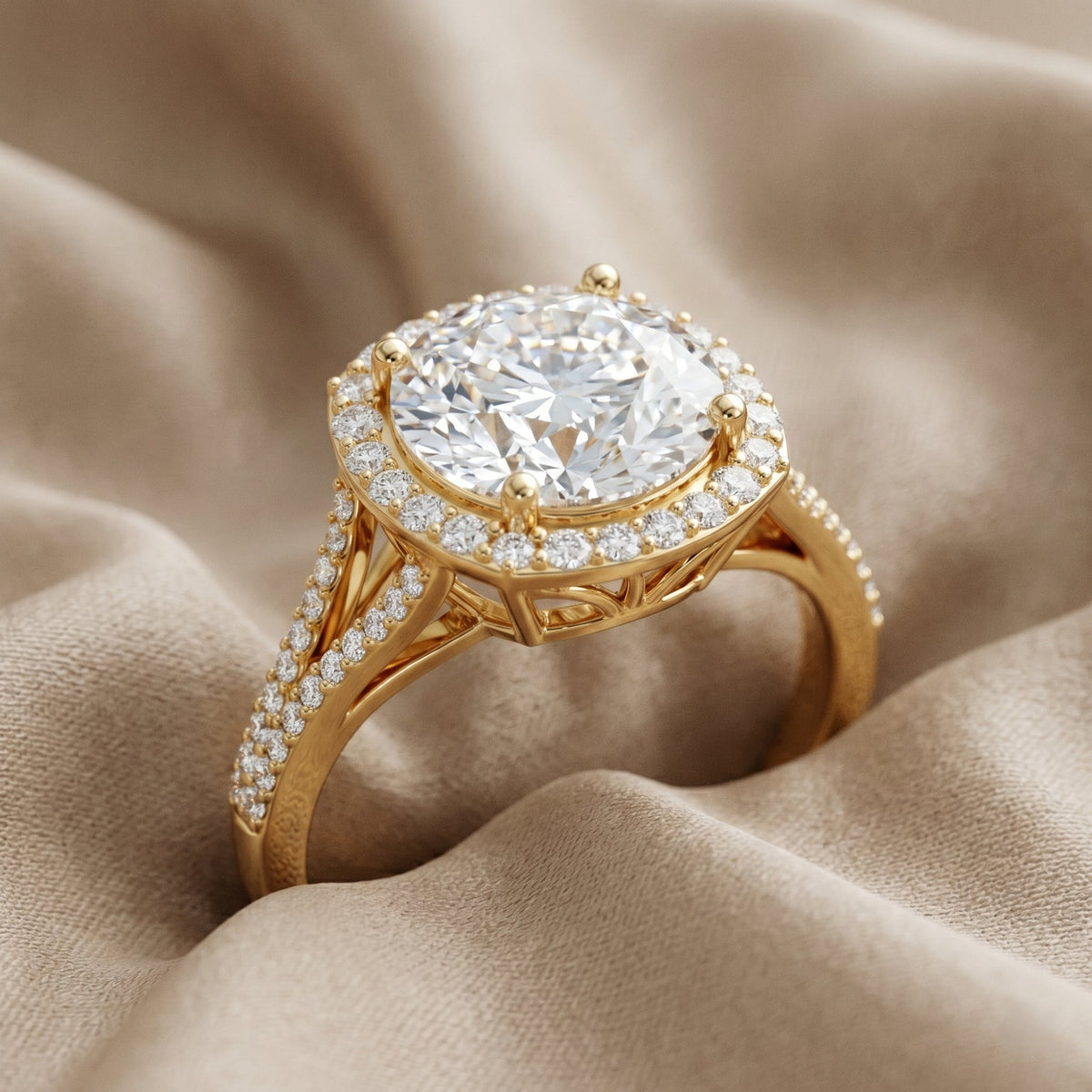 5 Carat Lab-Grown Diamond Halo Engagement Ring