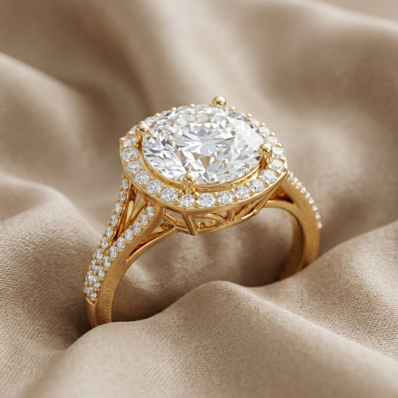 5 Carat Lab-Grown Diamond Halo Engagement Ring
