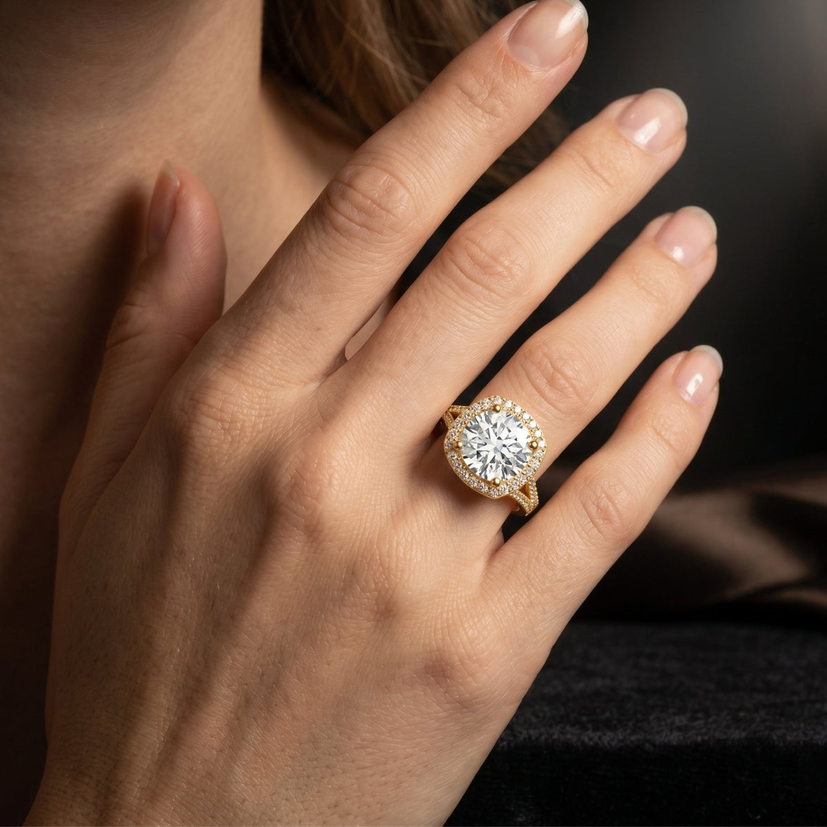 5 Carat Lab-Grown Diamond Halo Engagement Ring