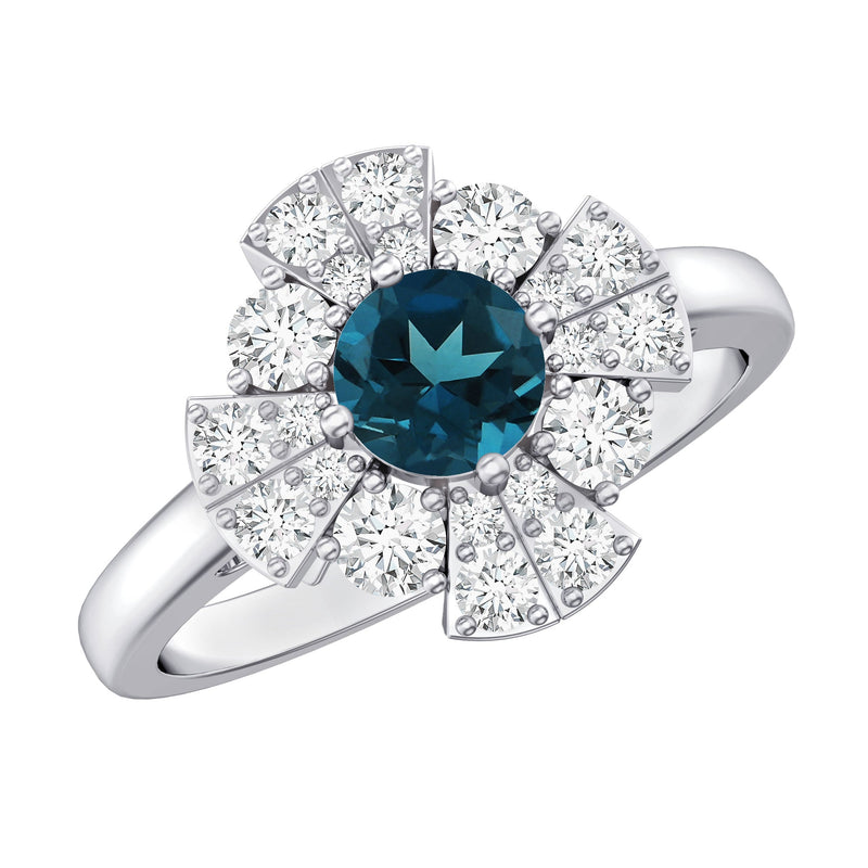 London Blue Topaz & Diamond Floral Ring