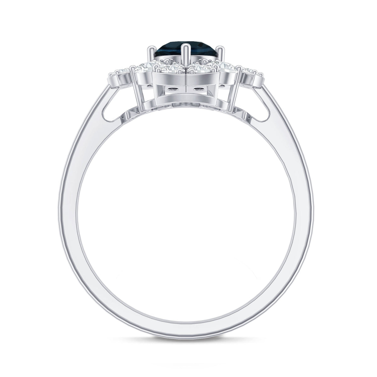 London Blue Topaz & Diamond Floral Ring