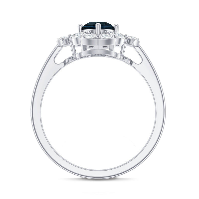 London Blue Topaz & Diamond Floral Ring