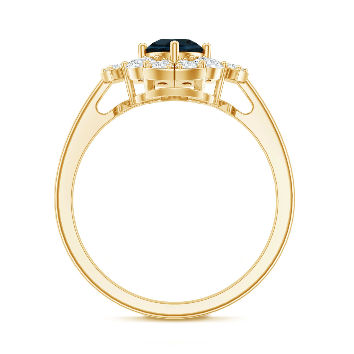 London Blue Topaz & Diamond Floral Ring