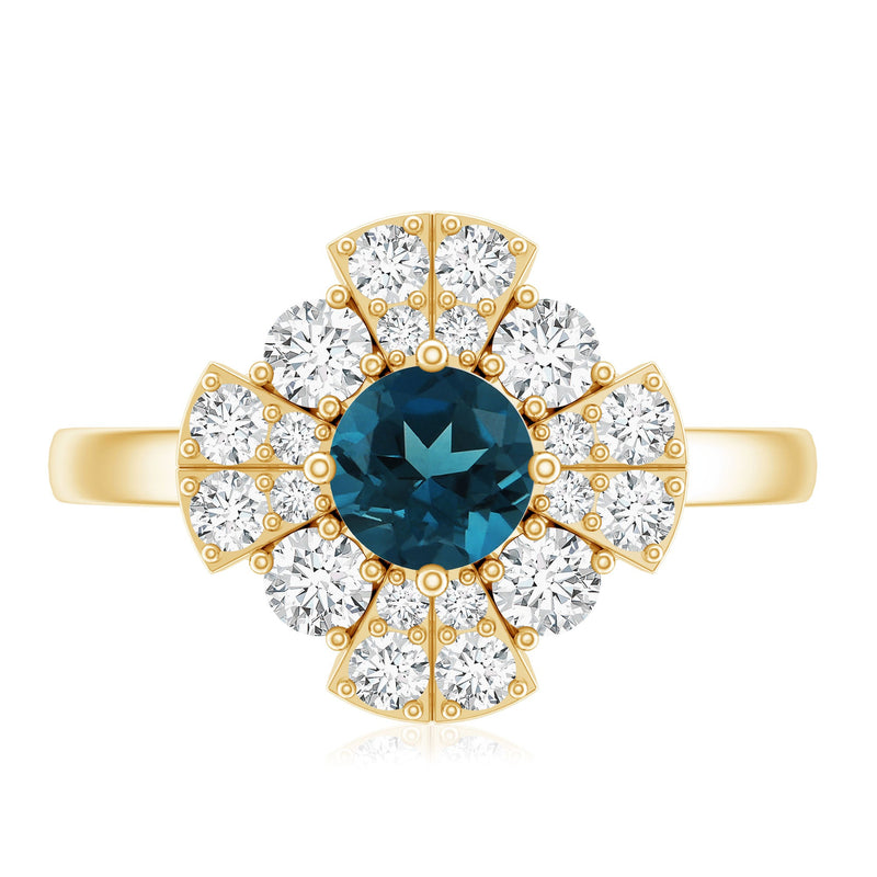 London Blue Topaz & Diamond Floral Ring