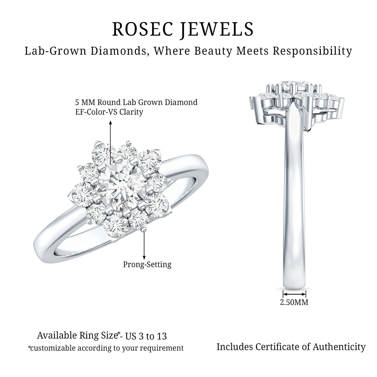 Lab-Grown Diamond Nature Engagement Ring