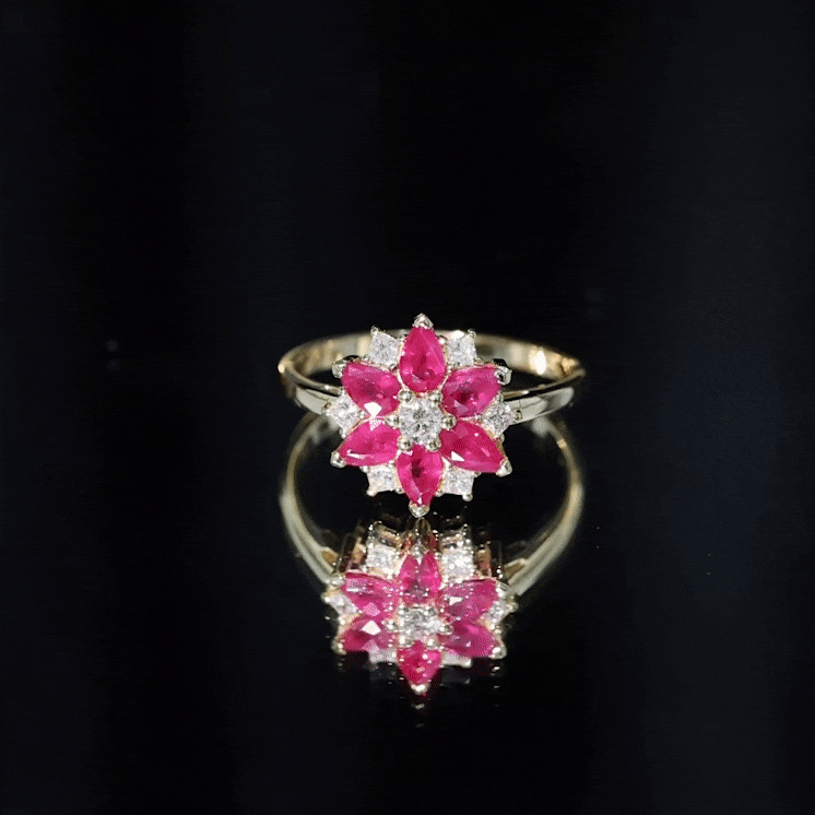 Ruby & Diamond Flower Ring