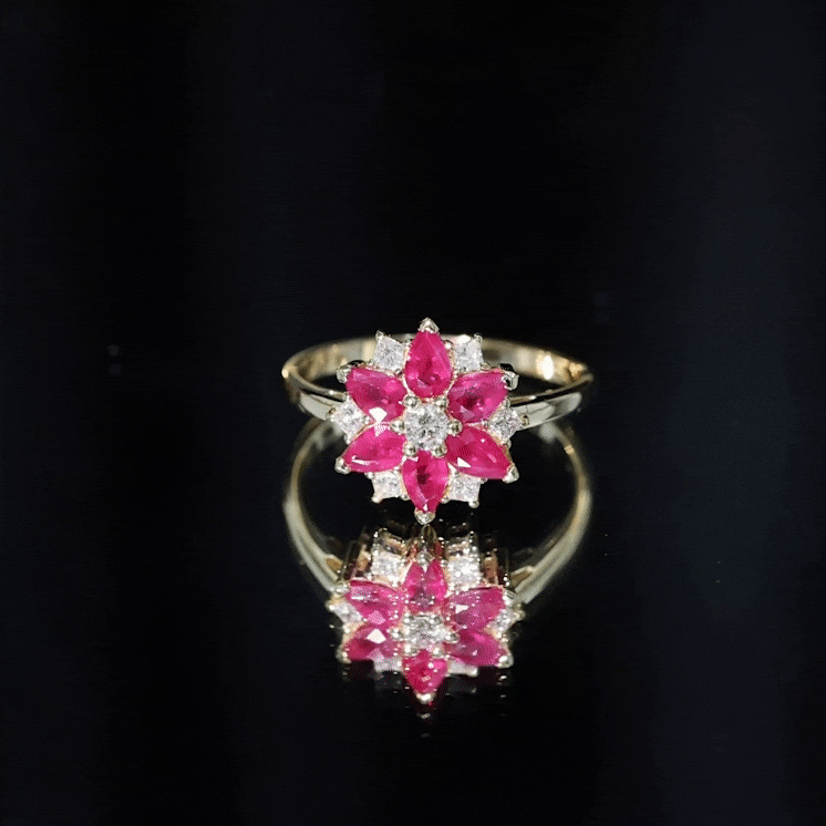 Ruby & Diamond Flower Ring
