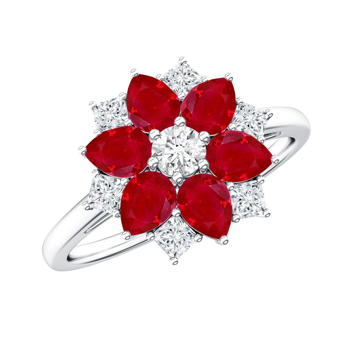 Ruby & Diamond Flower Ring