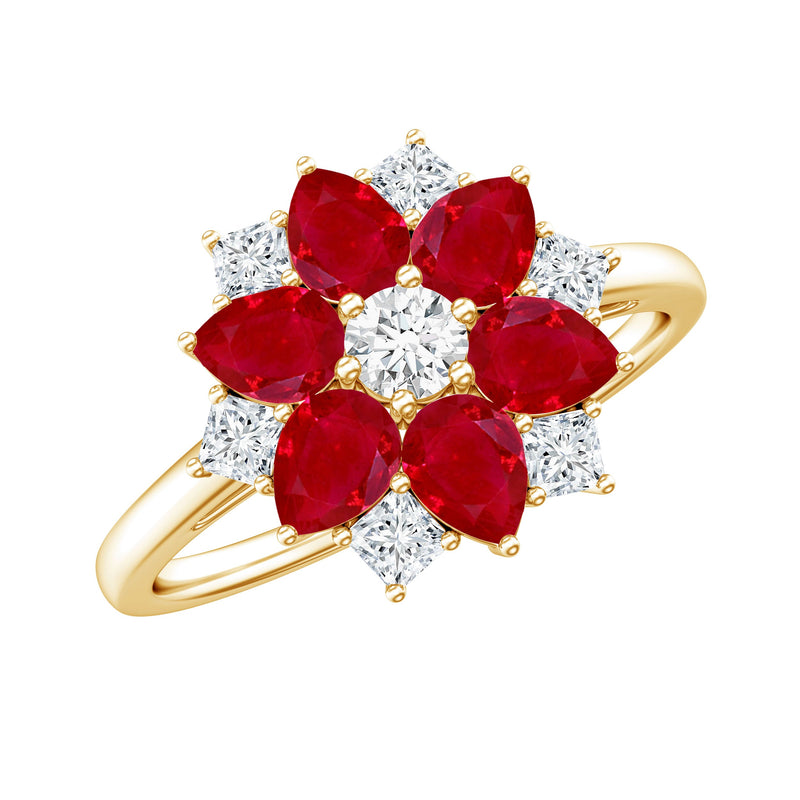 Ruby & Diamond Flower Ring