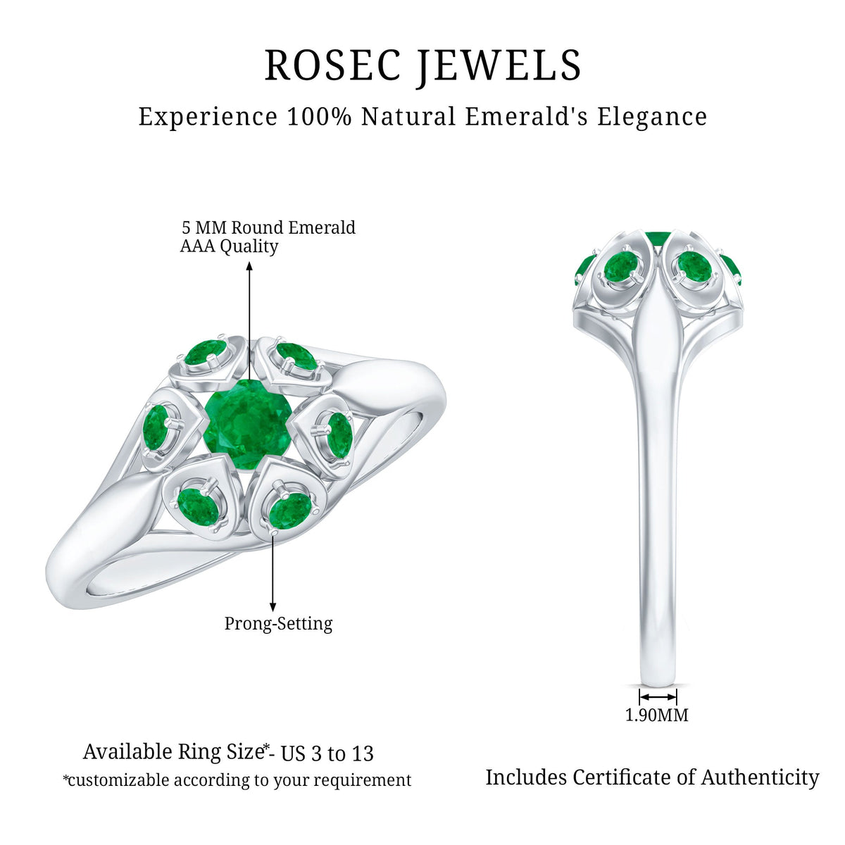 Vintage-Inspired Emerald Flower Engagement Ring