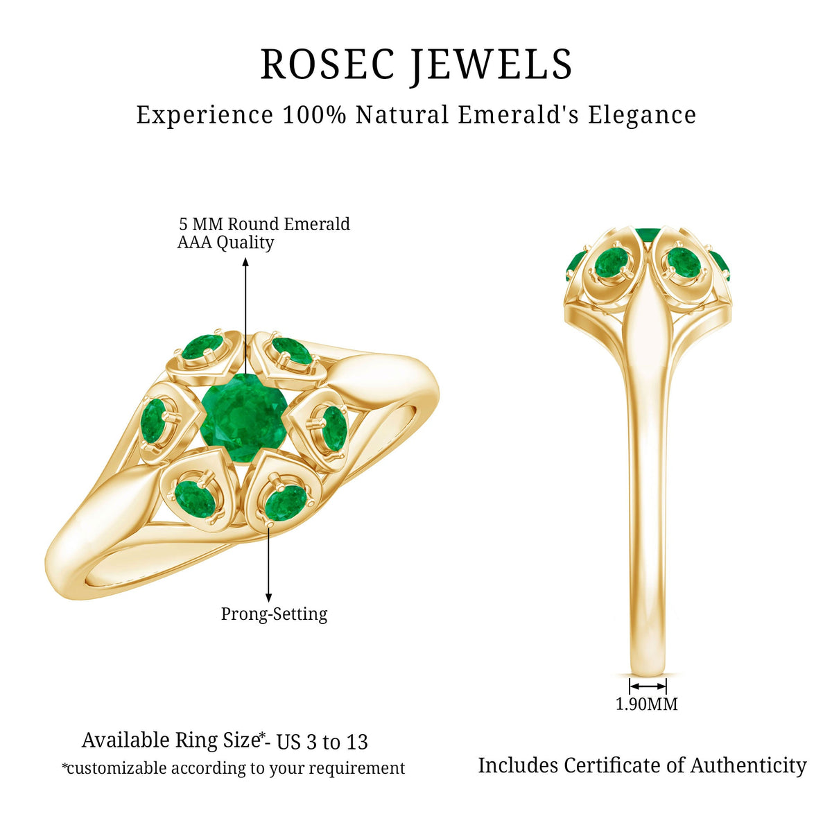 Vintage-Inspired Emerald Flower Engagement Ring