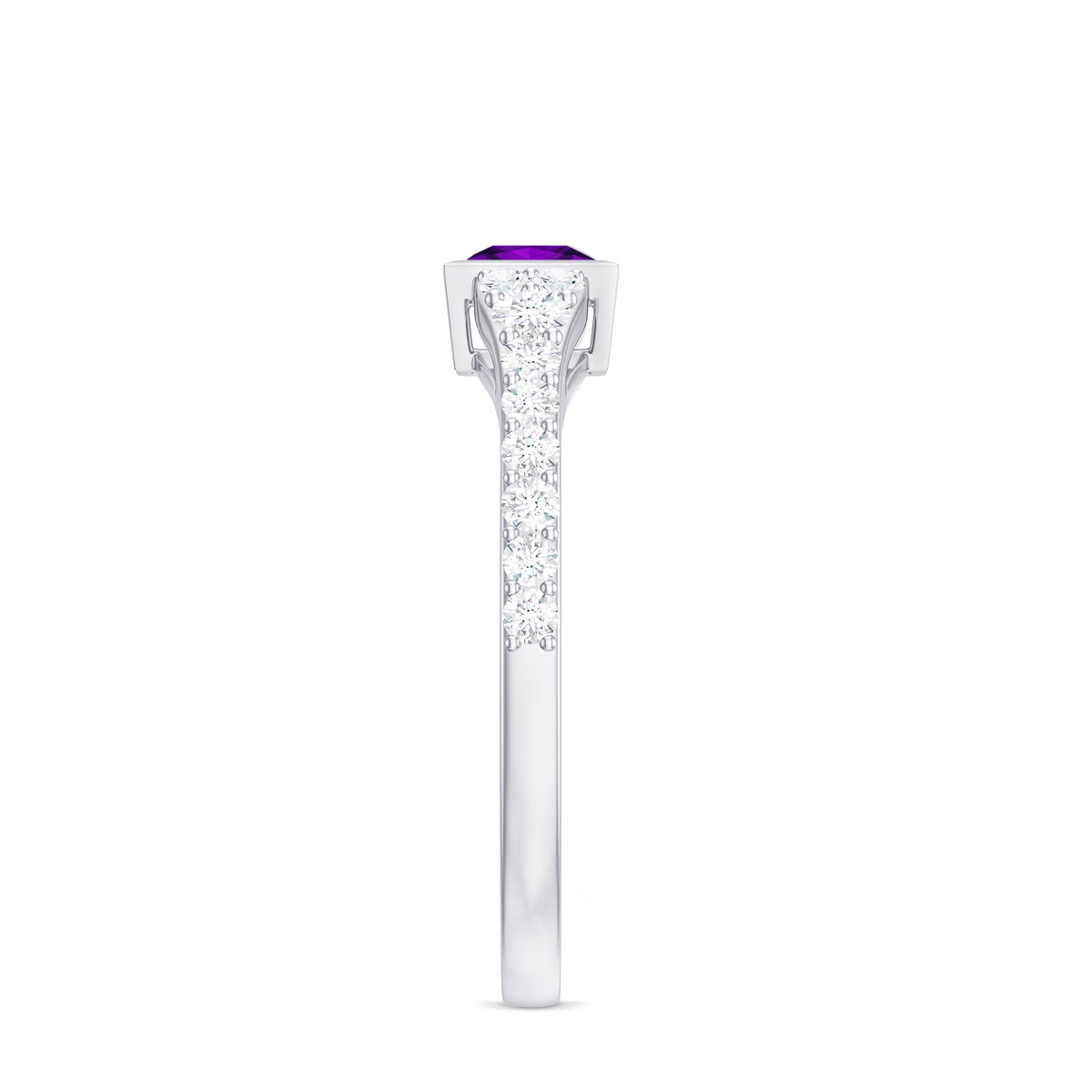 Amethyst & Diamond Bezel Promise Ring