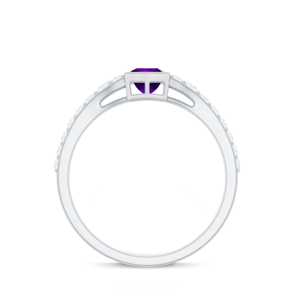 Amethyst & Diamond Bezel Promise Ring