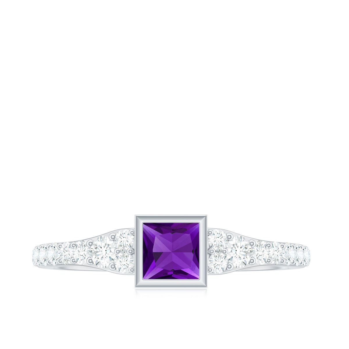 Amethyst & Diamond Bezel Promise Ring