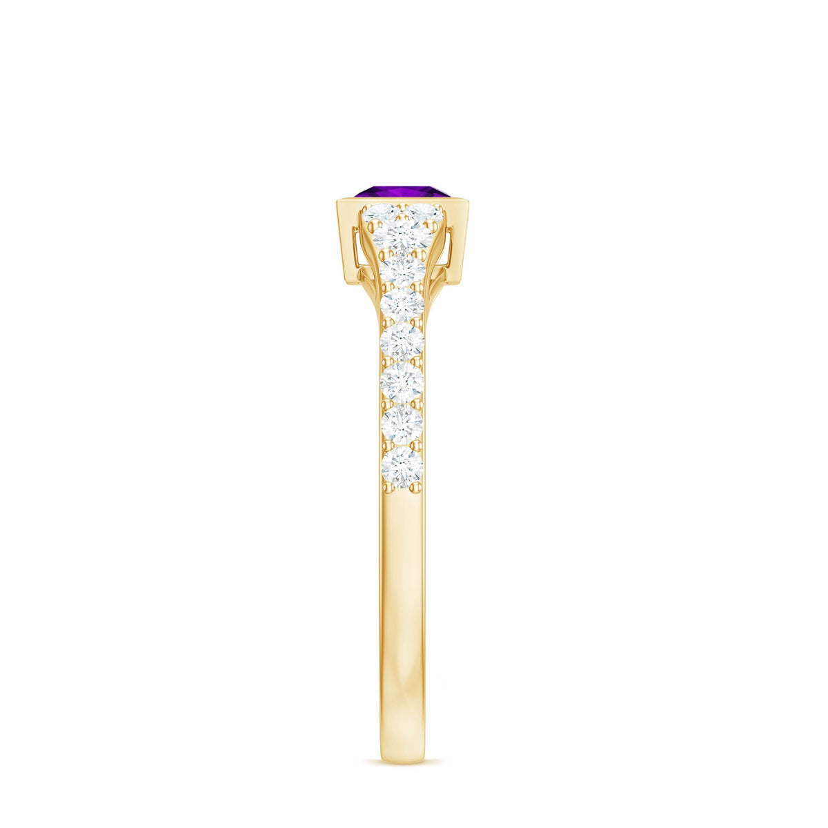 Amethyst & Diamond Bezel Promise Ring