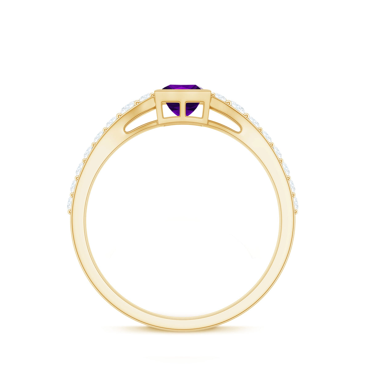 Amethyst & Diamond Bezel Promise Ring