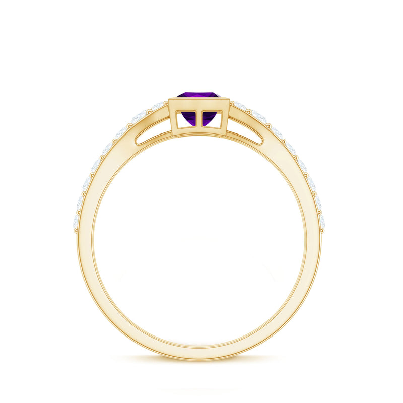 Amethyst & Diamond Bezel Promise Ring