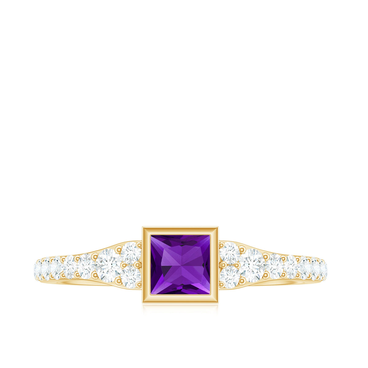 Amethyst & Diamond Bezel Promise Ring