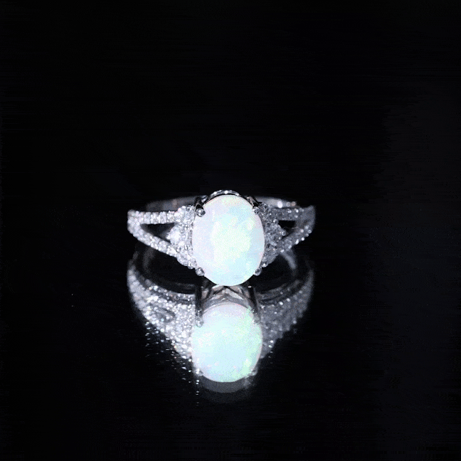 Ethiopian Opal & Diamond Oval Ring