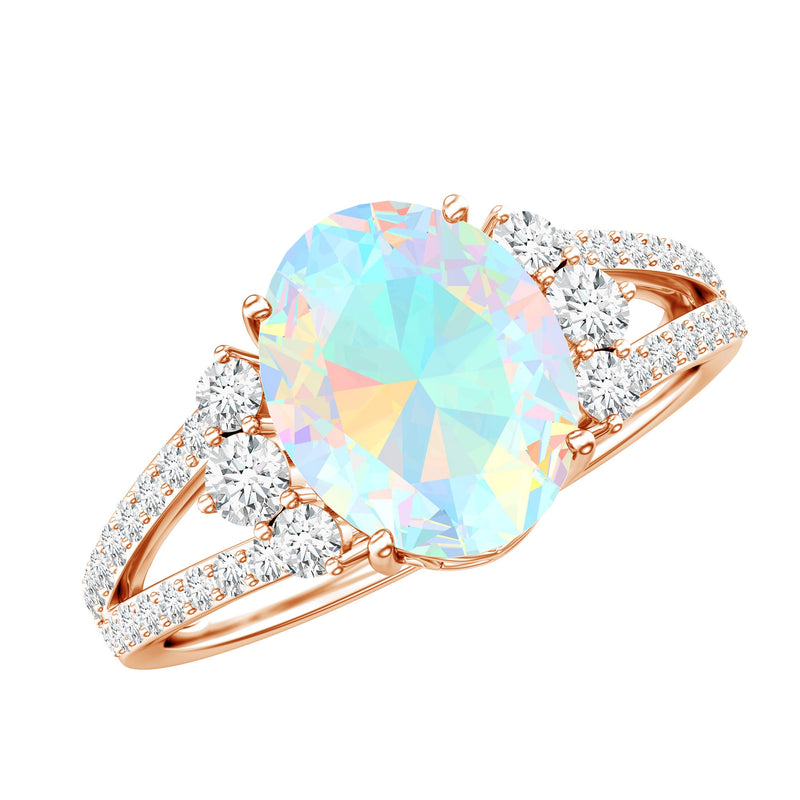 Ethiopian Opal & Diamond Oval Ring