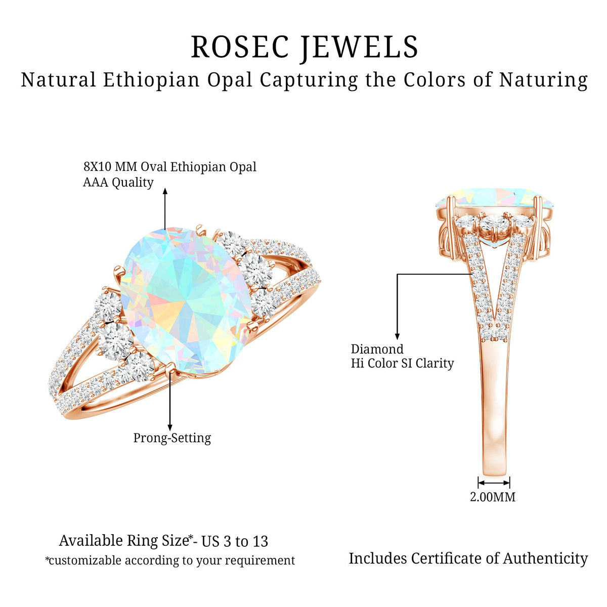 Ethiopian Opal & Diamond Oval Ring