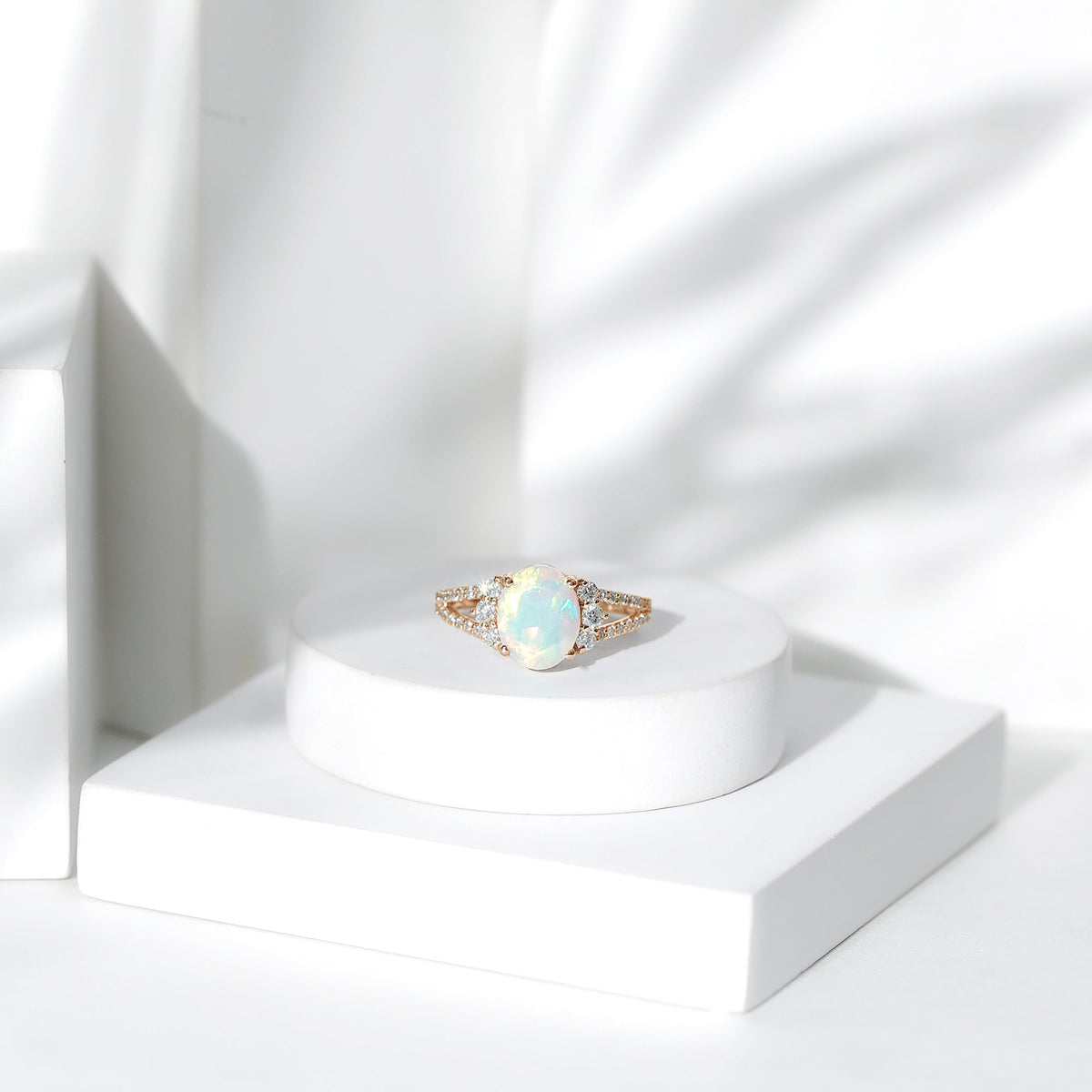Ethiopian Opal & Diamond Oval Ring